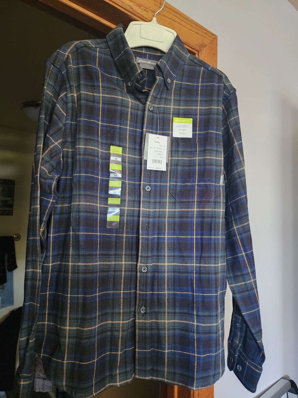 Eddie Bauer Blue & Black Plaid Button-Down Shirt